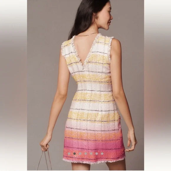 NWT Anthropologie Maeve Sleeveless Tweed Mini‎ Dress SIZE 0 Bachelorette Party - Picture 2 of 7